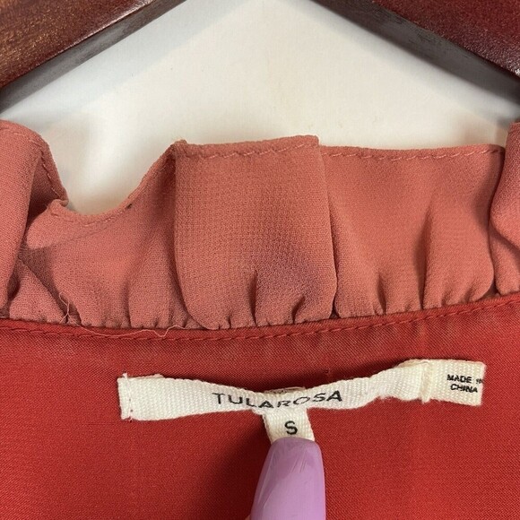 Tularosa size Small Colleen Short Sleeve Peach Ruffle tiered Dress prairie boho - Picture 7 of 9